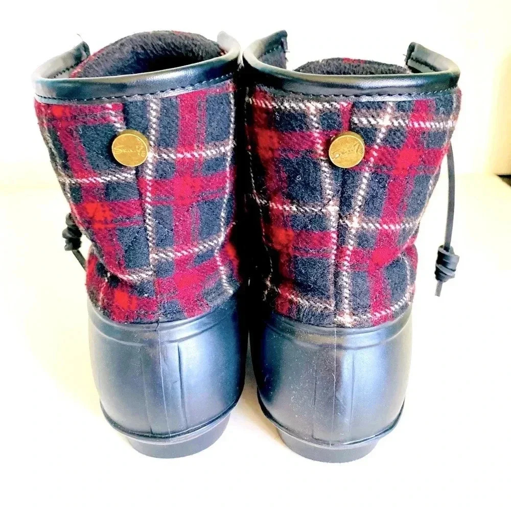 Seven7 Wool Goose Quilted Lace Up Rain Boot Plaid… - image 4